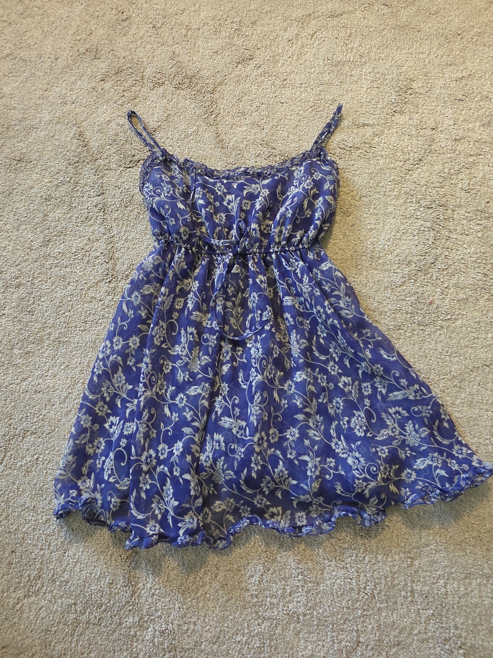 Victoria's Secret Blue Floral Spaghetti-Strap Dress/Babydoll